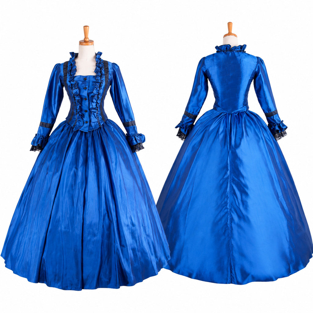Royal Blue Victorian Ruffle Ball Gown G1606
