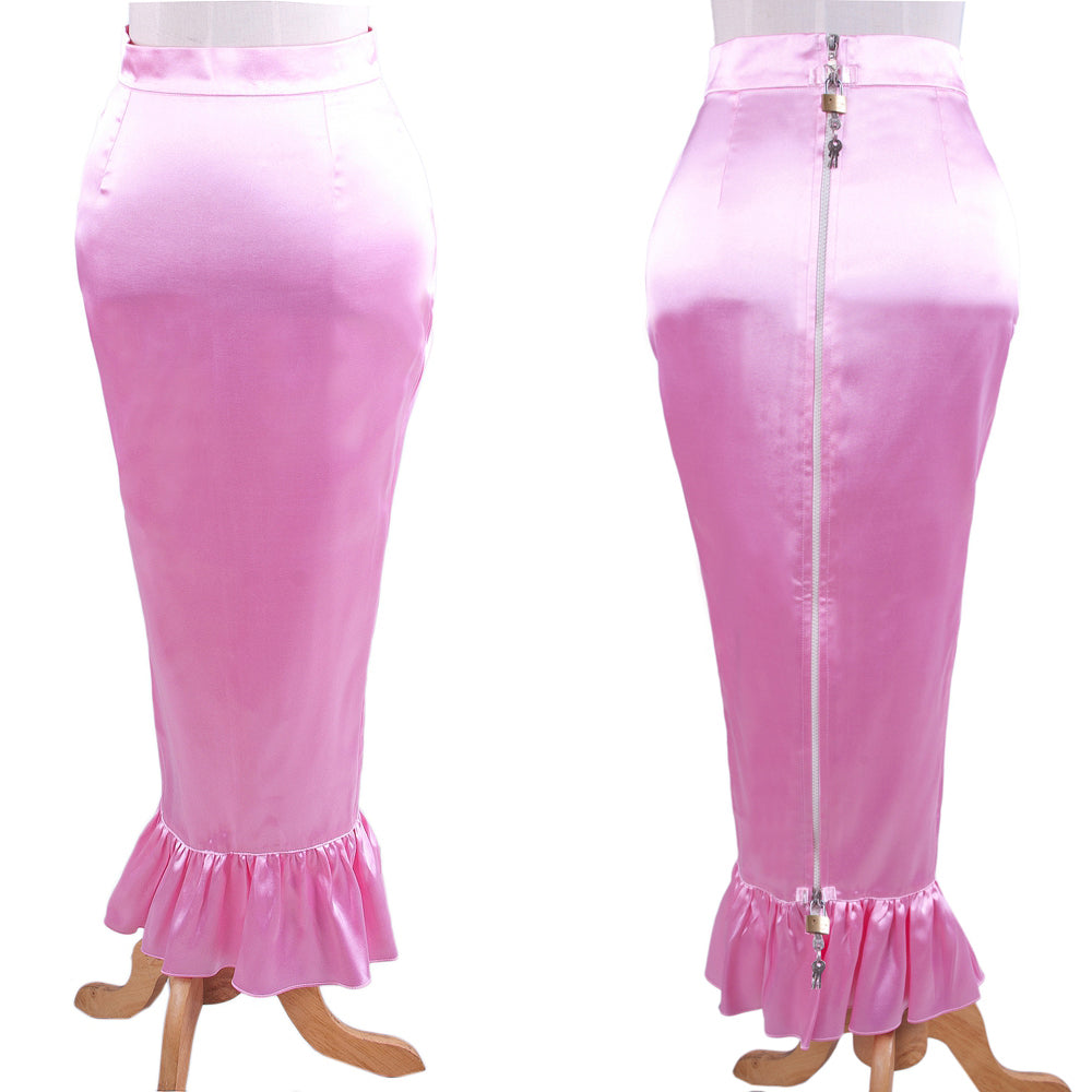 pink satin skirt G1609