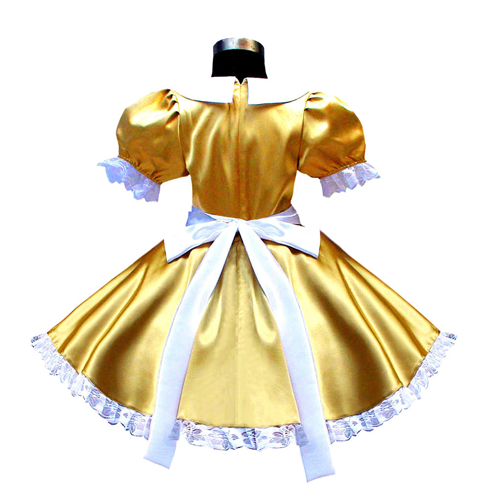yellow satin dress G1610
