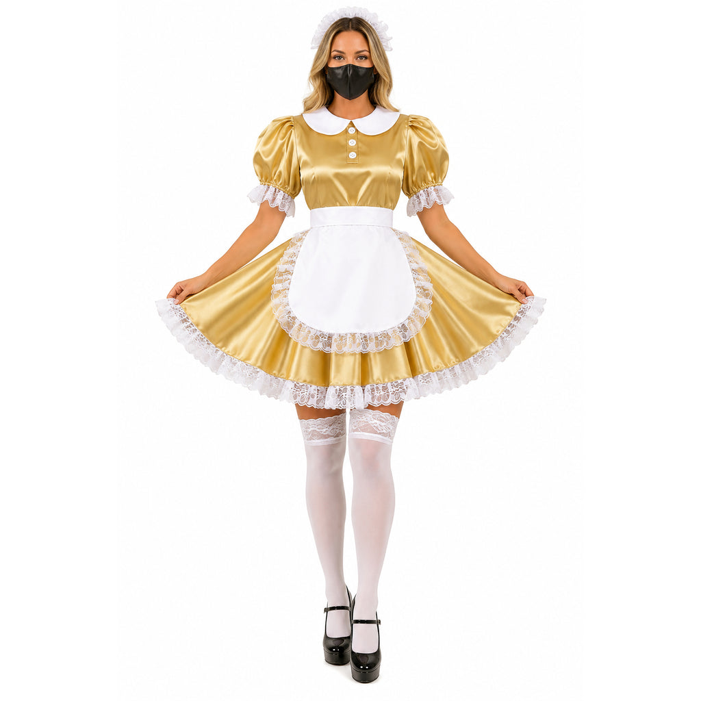 yellow satin dress G1610