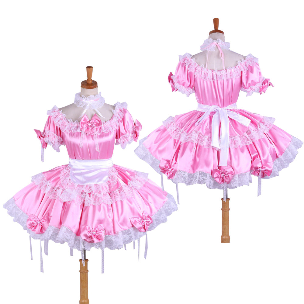pink satin dress G1620