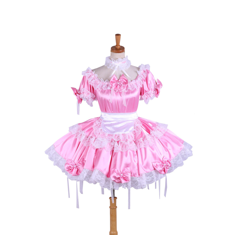 pink satin dress G1620
