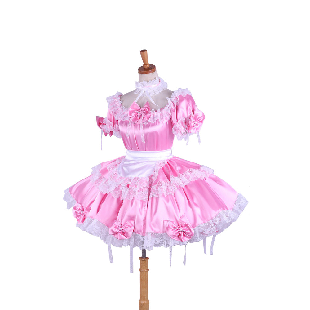 pink satin dress G1620