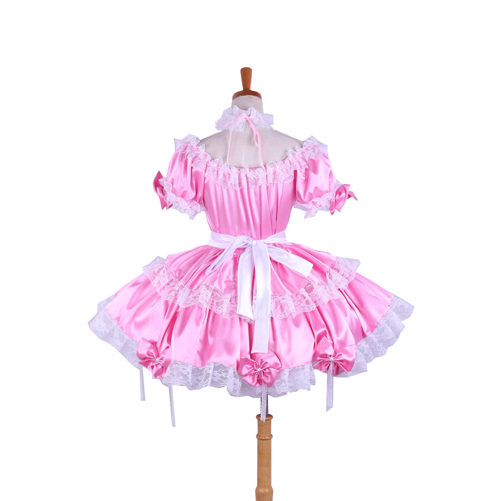 pink satin dress G1620