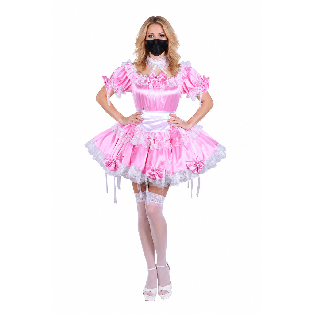pink satin dress G1620