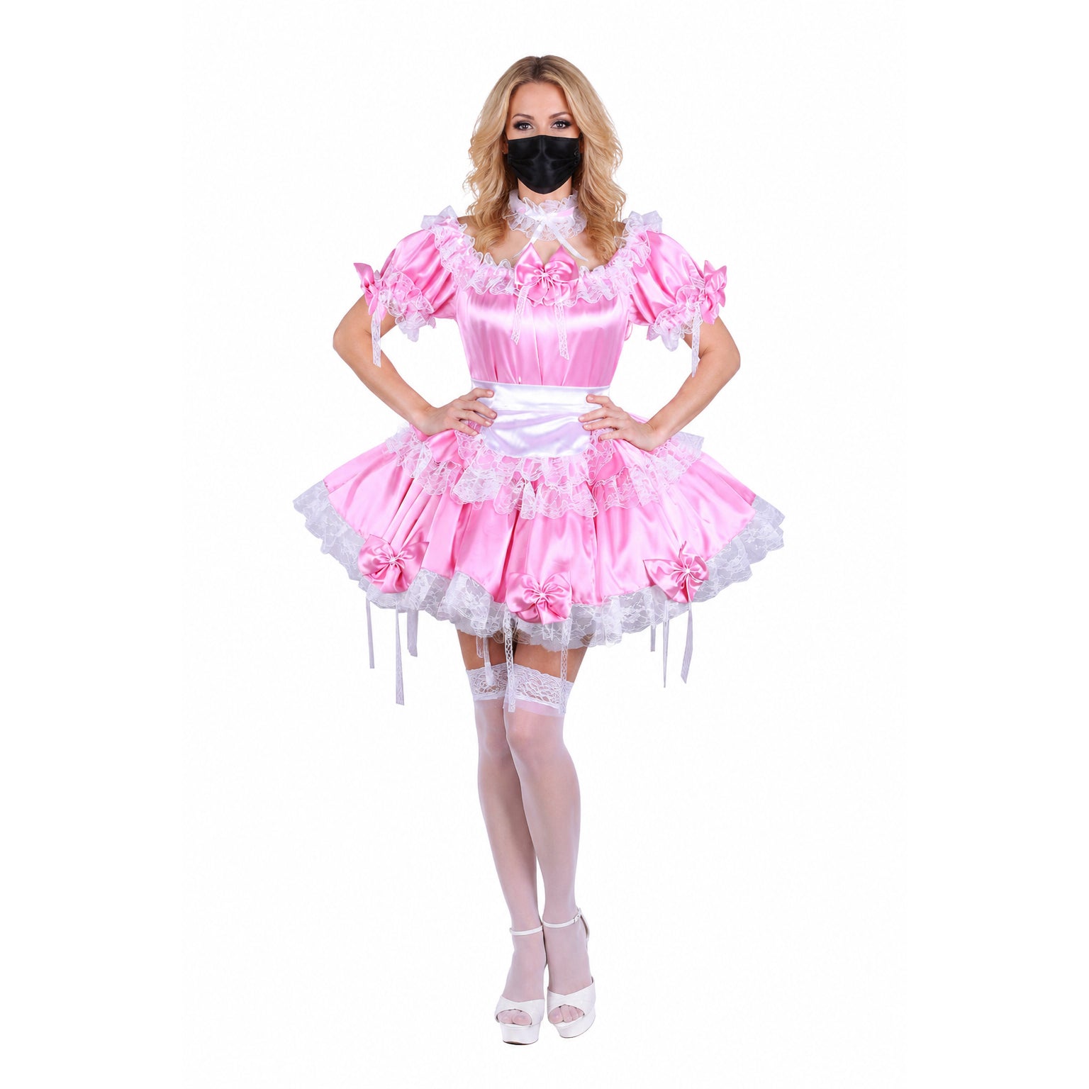 pink satin dress G1620
