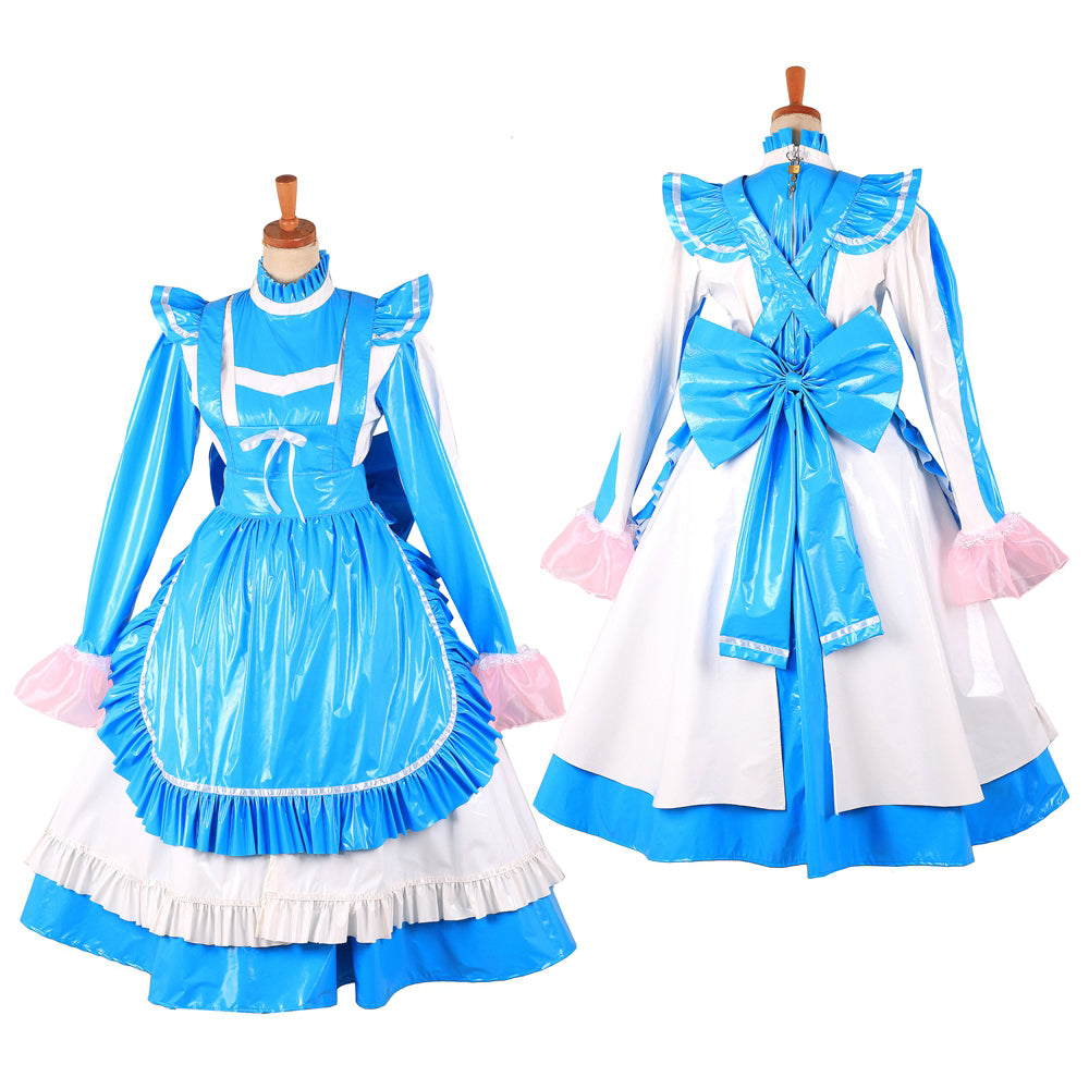 blaues, dünnes PVC-Kleid G1622