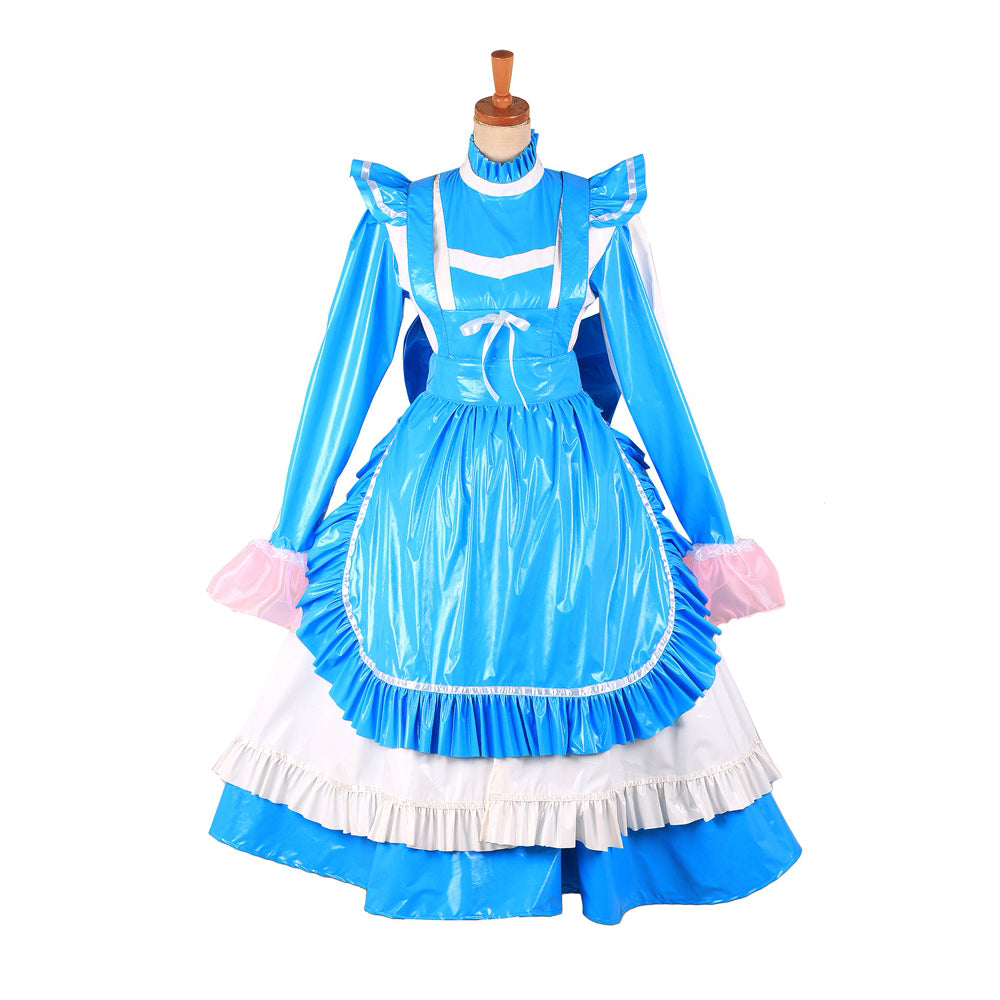 blaues, dünnes PVC-Kleid G1622