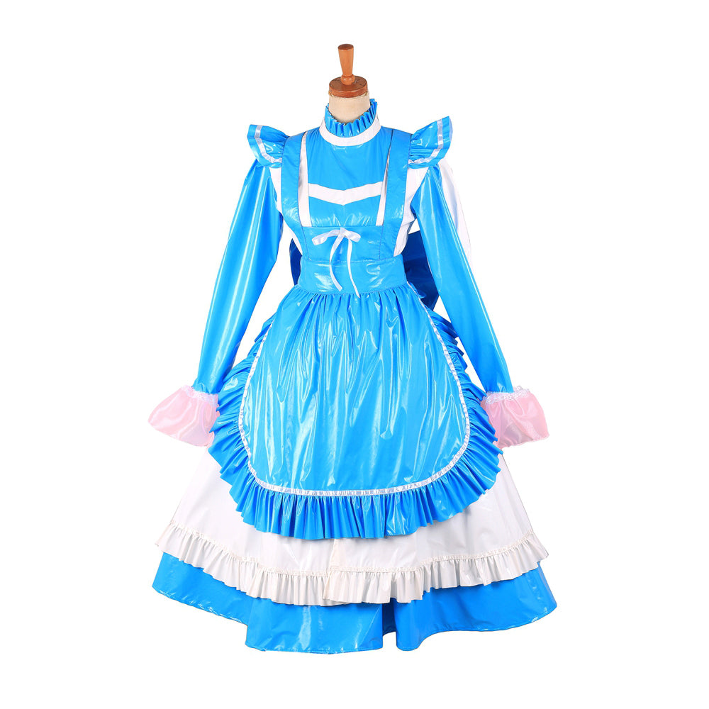 blaues, dünnes PVC-Kleid G1622