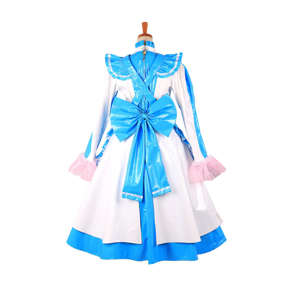 blaues, dünnes PVC-Kleid G1622