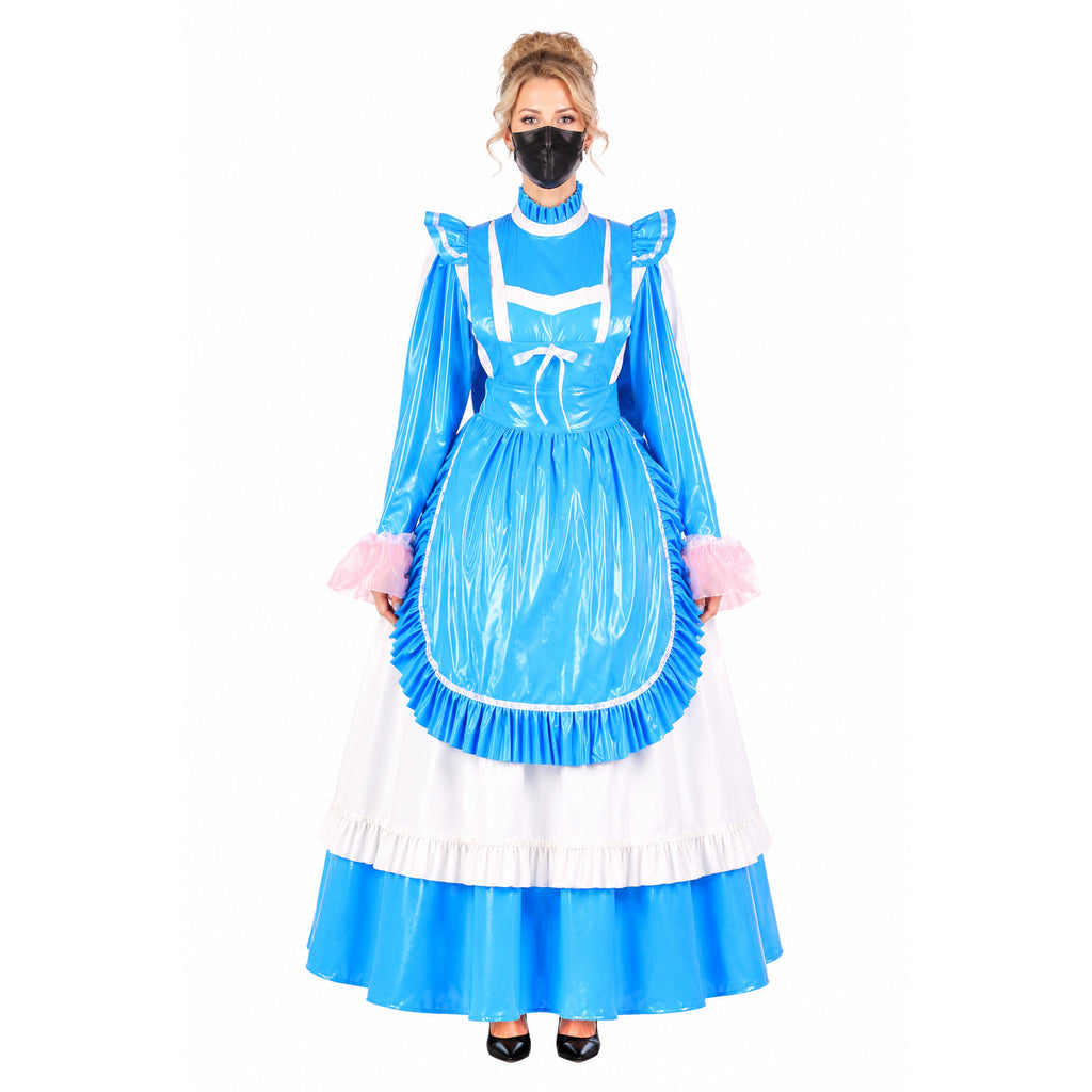 blaues, dünnes PVC-Kleid G1622