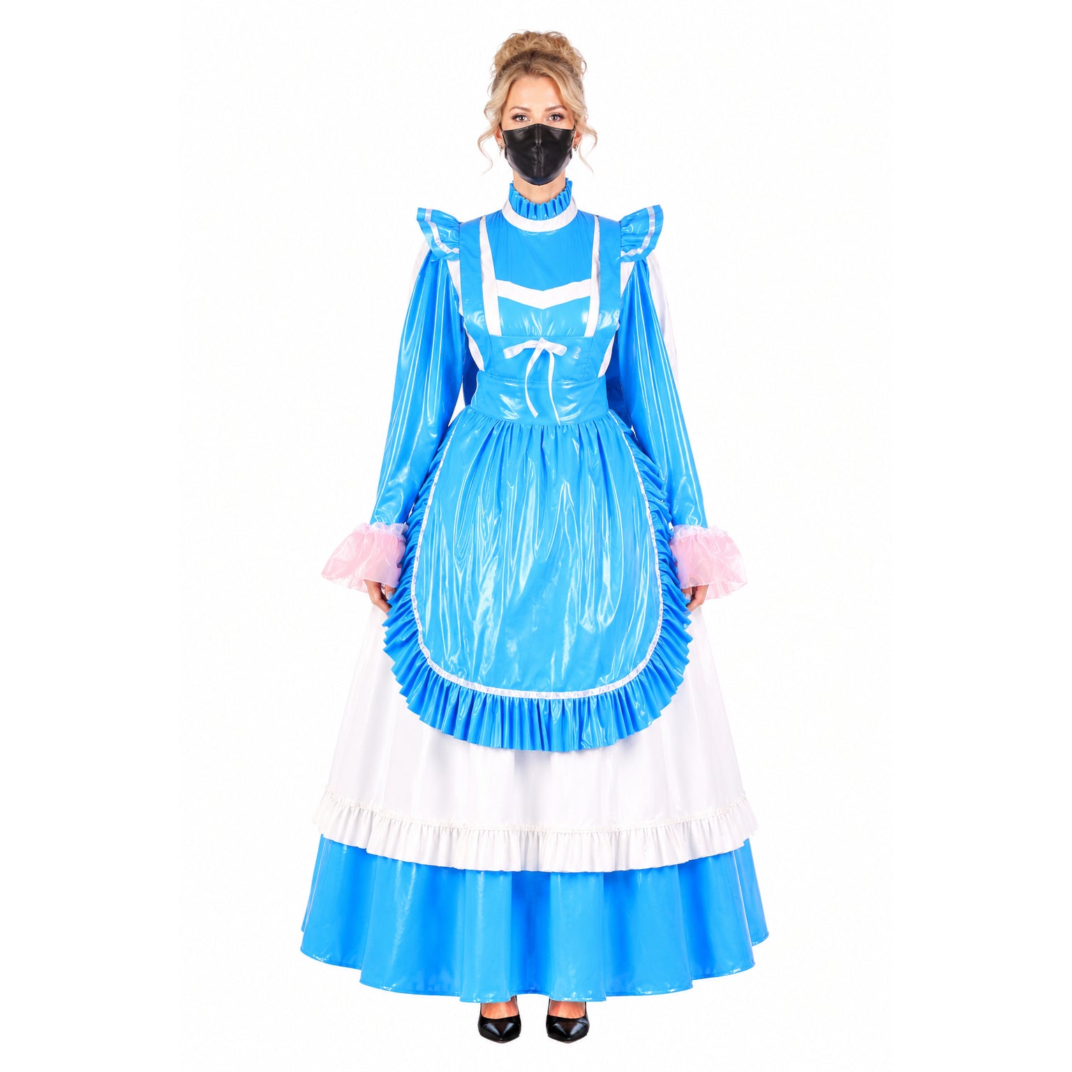 blaues, dünnes PVC-Kleid G1622