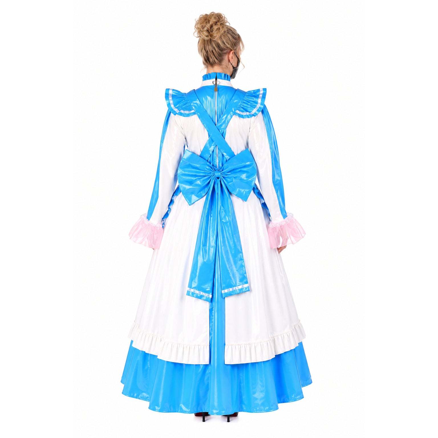 blaues, dünnes PVC-Kleid G1622