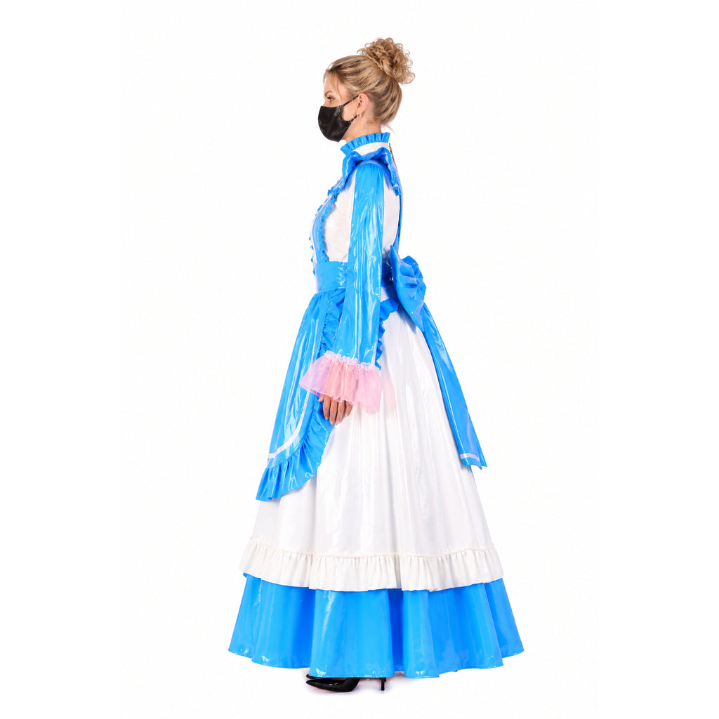 blaues, dünnes PVC-Kleid G1622