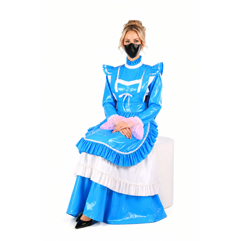 blaues, dünnes PVC-Kleid G1622