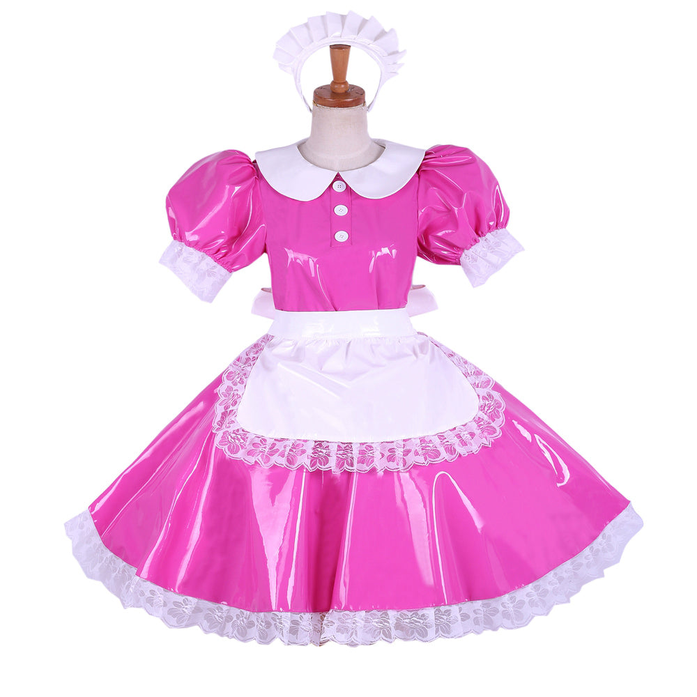 hot pink thin pvc dress G1623