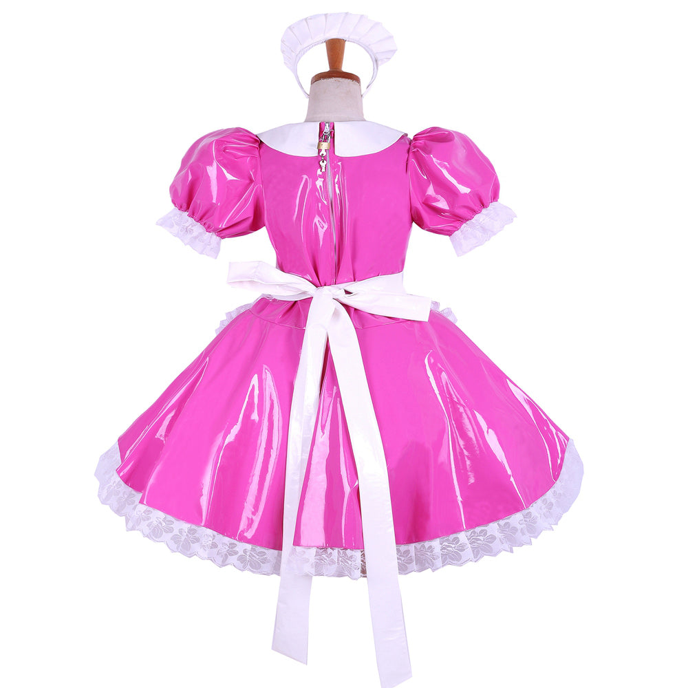 hot pink thin pvc dress G1623