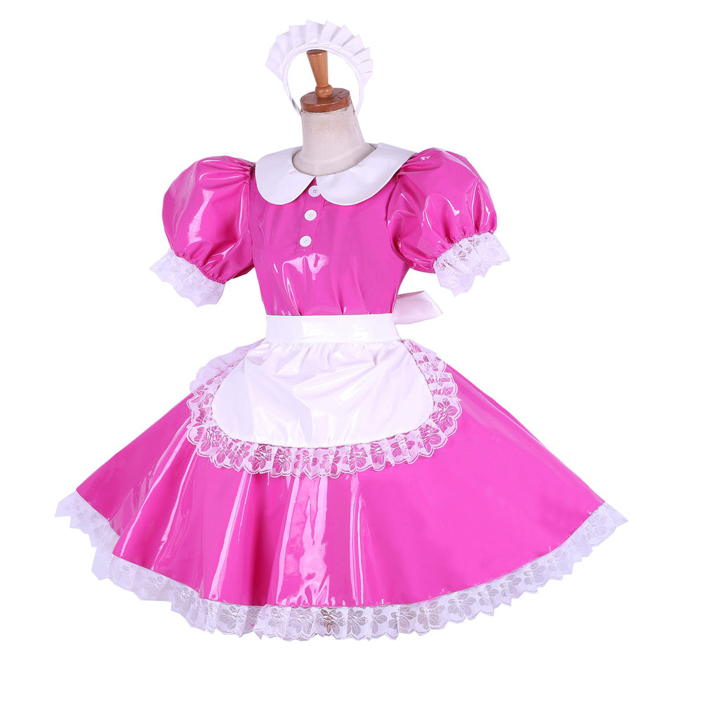 hot pink thin pvc dress G1623