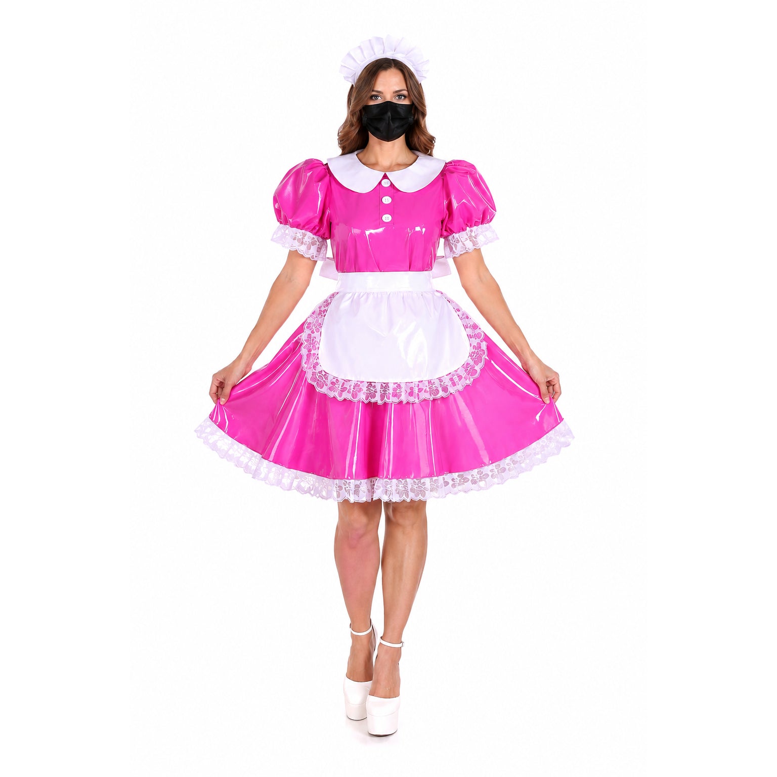 hot pink thin pvc dress G1623