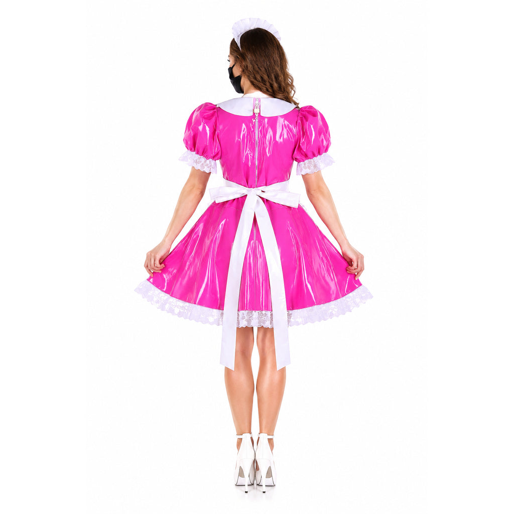 hot pink thin pvc dress G1623