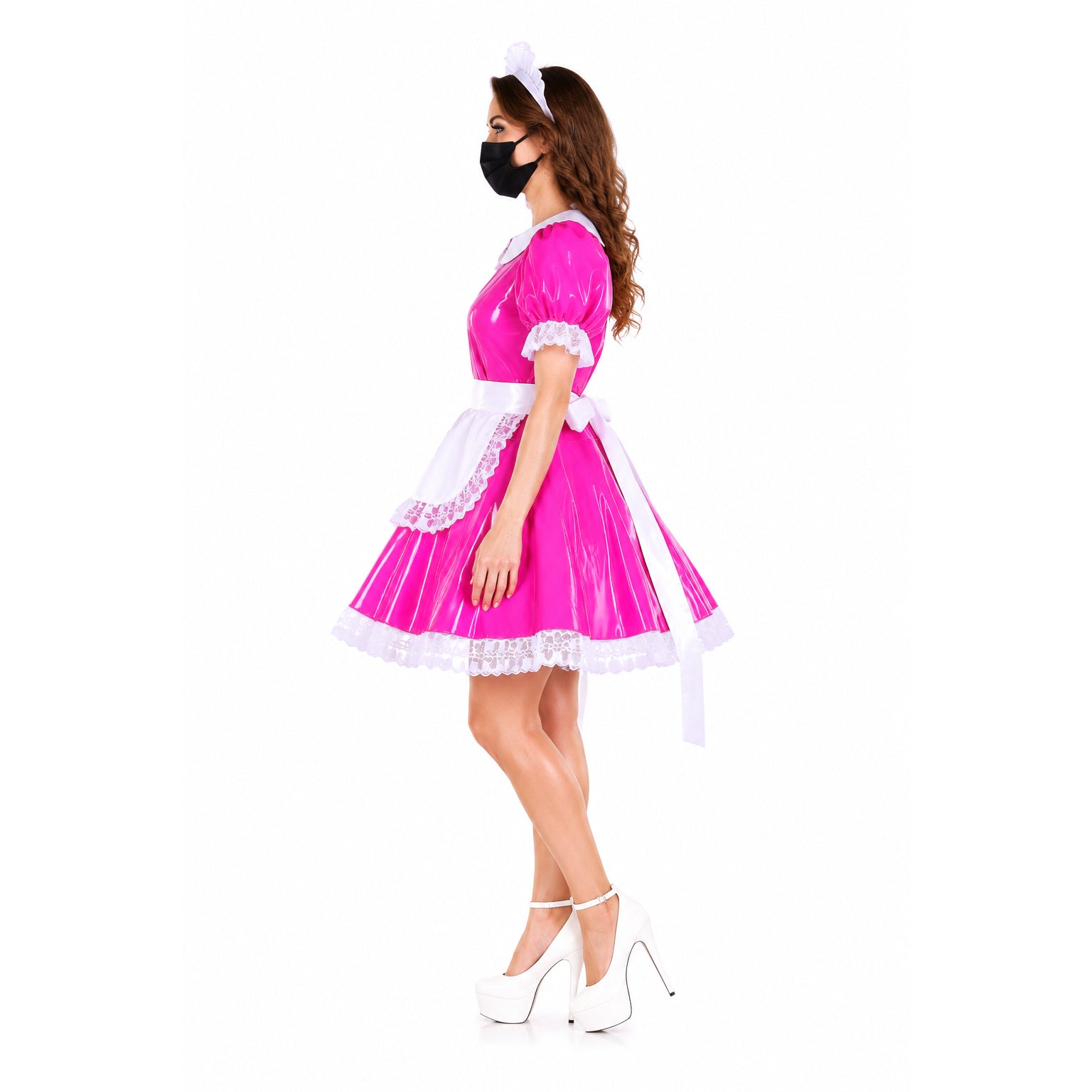 hot pink thin pvc dress G1623