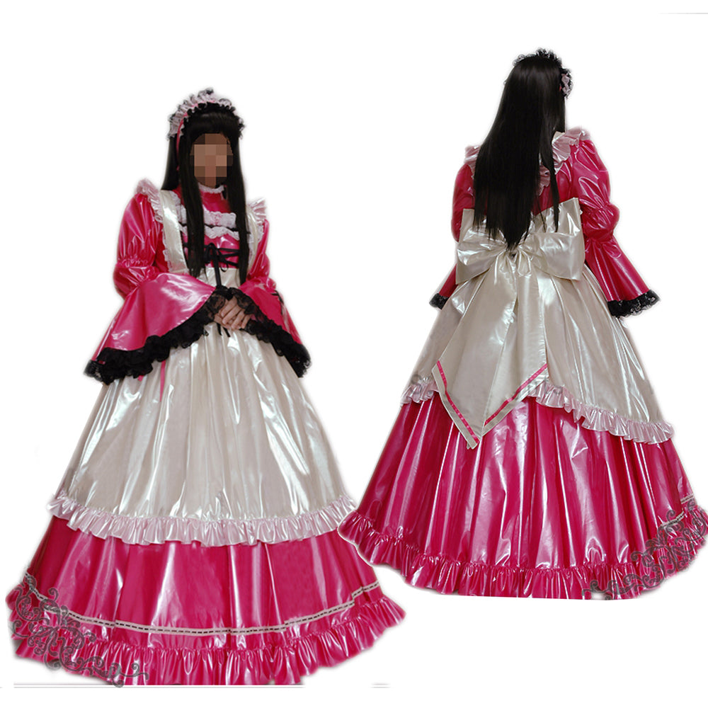 heißrosa dünnes PVC-Kleid G1636
