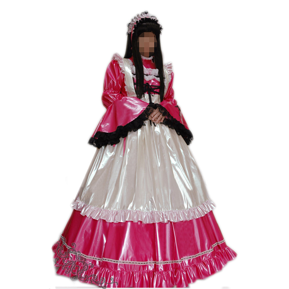 heißrosa dünnes PVC-Kleid G1636