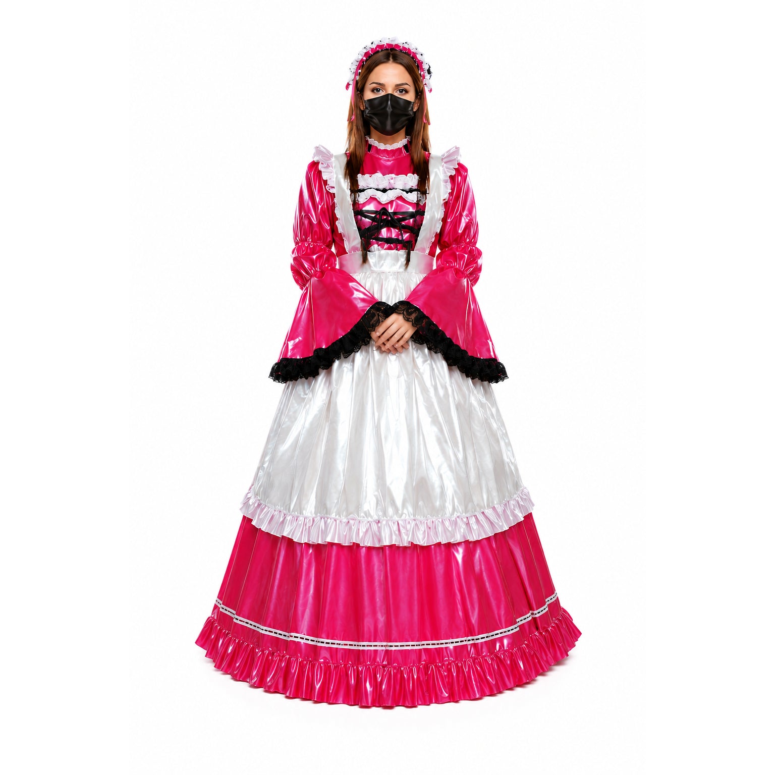 heißrosa dünnes PVC-Kleid G1636