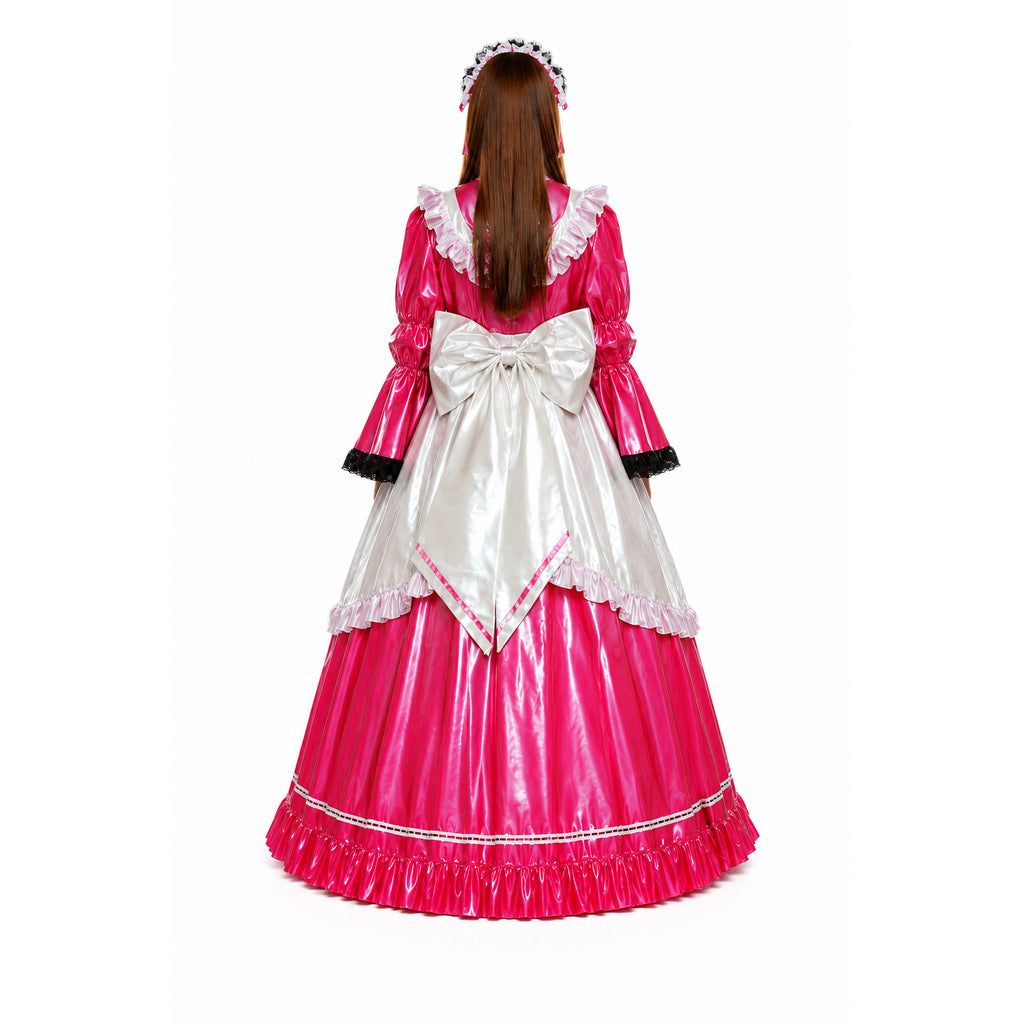 heißrosa dünnes PVC-Kleid G1636