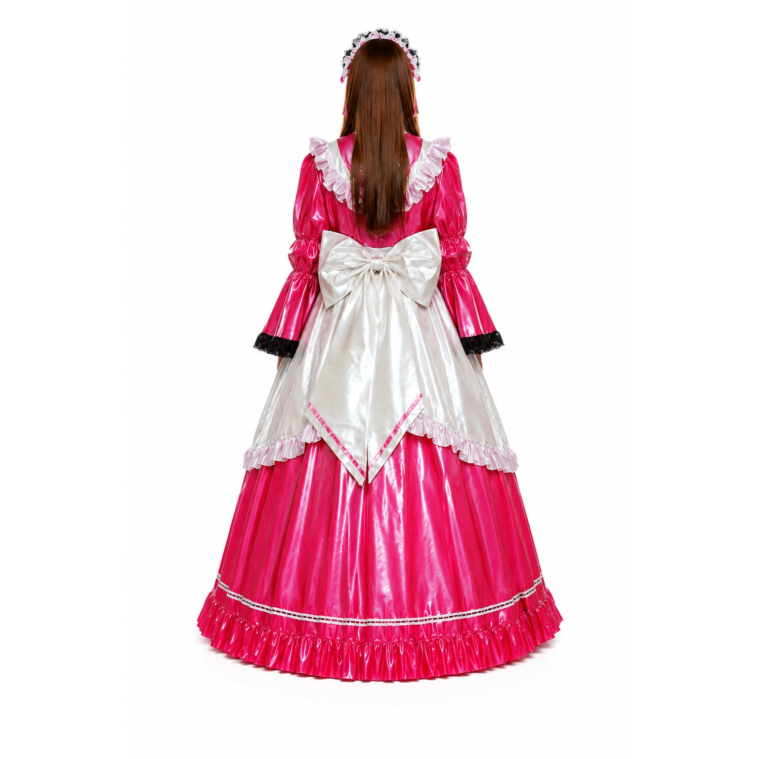 heißrosa dünnes PVC-Kleid G1636