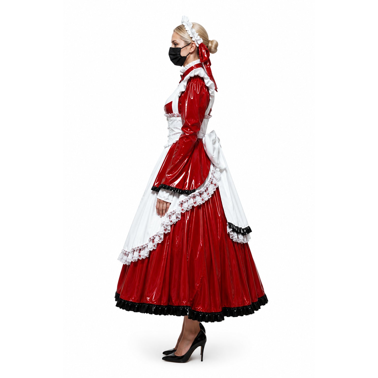 red thin pvc dress G1638