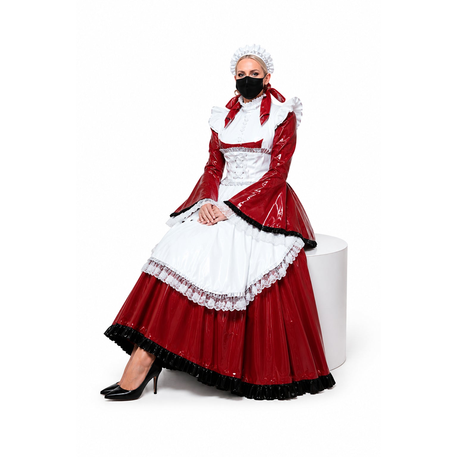 red thin pvc dress G1638