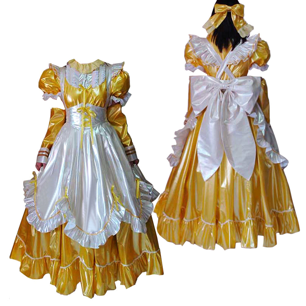 gelbes, dünnes PVC-Kleid G1639