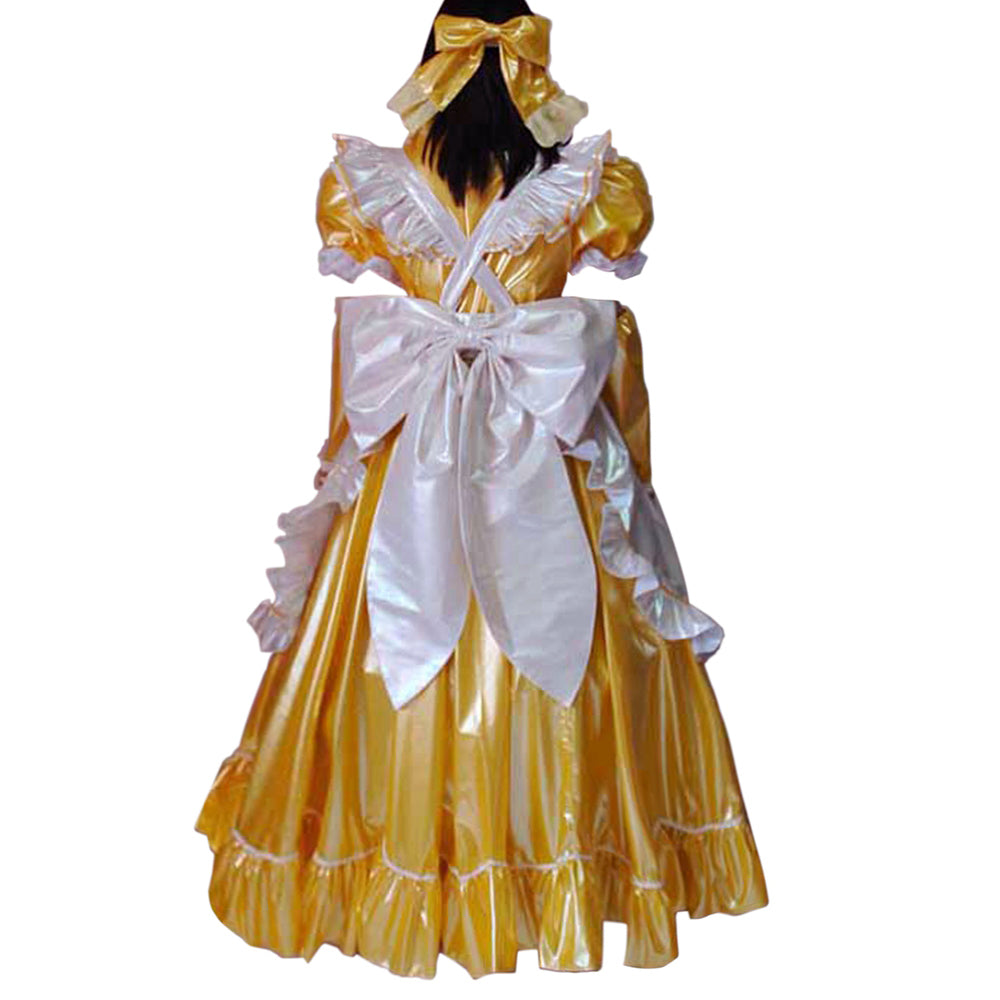 gelbes, dünnes PVC-Kleid G1639