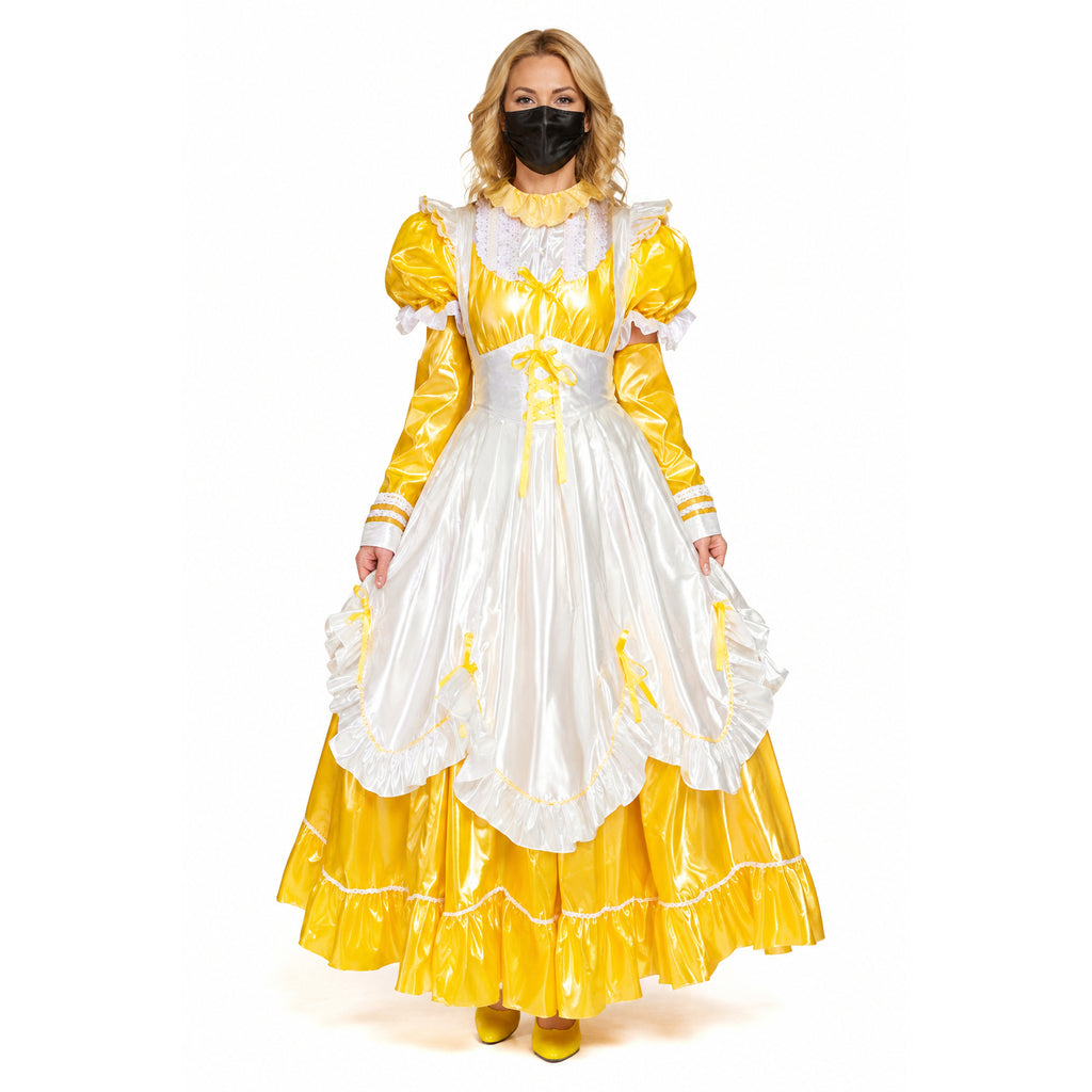 gelbes, dünnes PVC-Kleid G1639