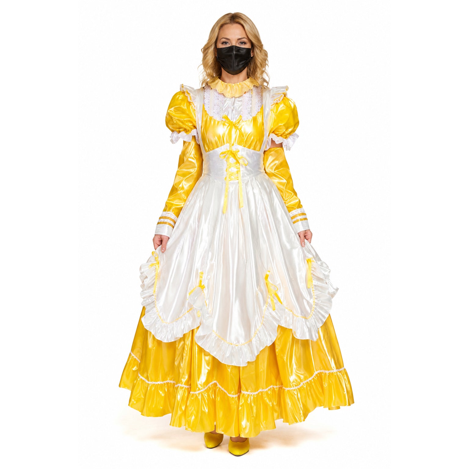 gelbes, dünnes PVC-Kleid G1639