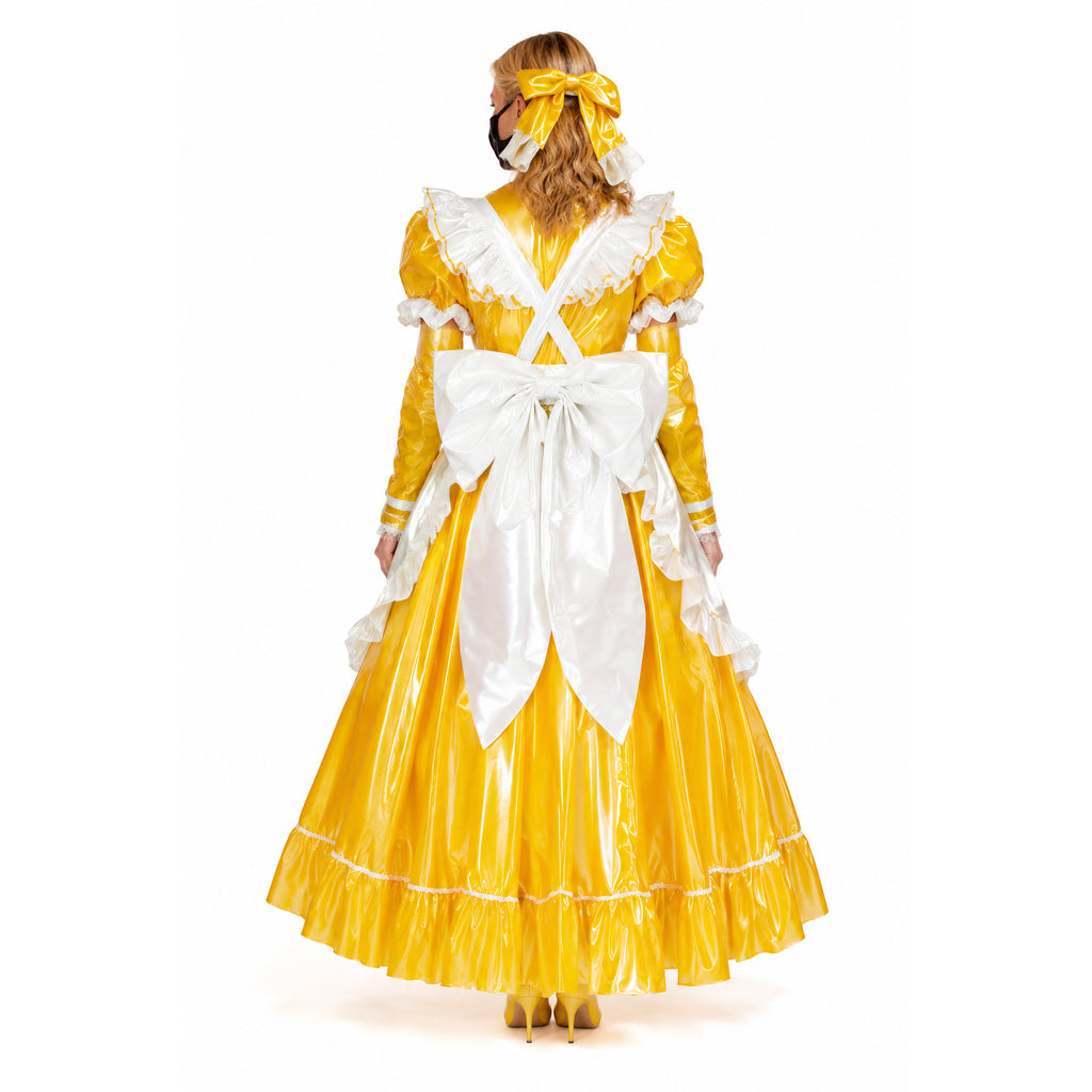gelbes, dünnes PVC-Kleid G1639