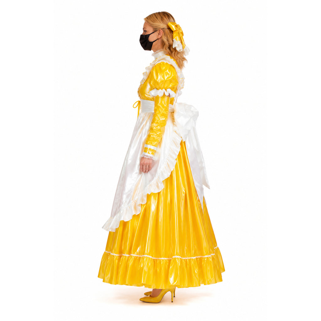 gelbes, dünnes PVC-Kleid G1639