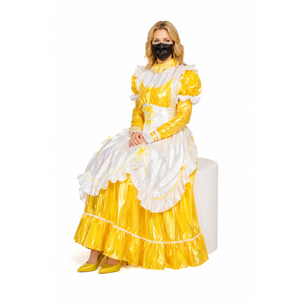 gelbes, dünnes PVC-Kleid G1639