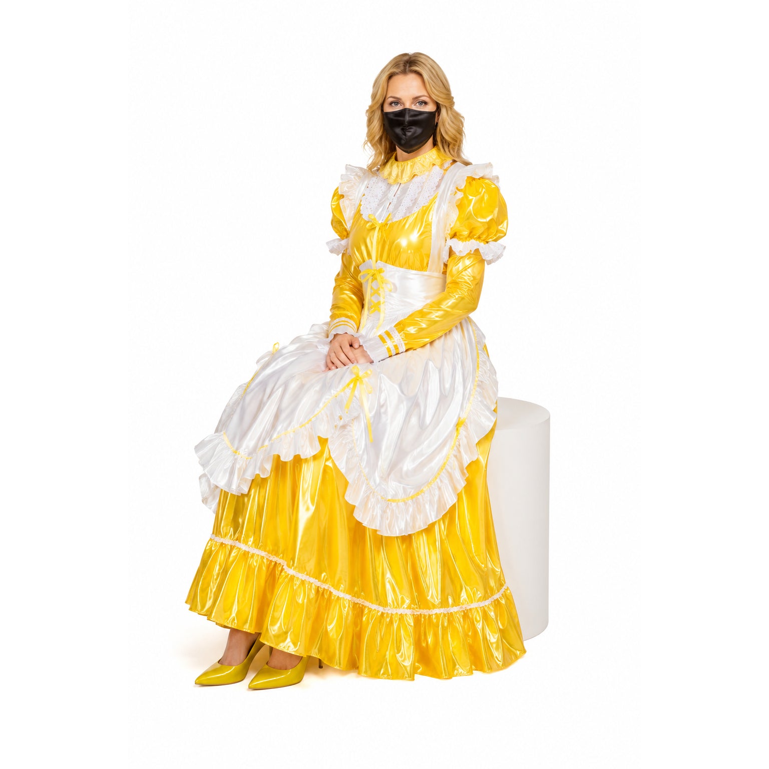 gelbes, dünnes PVC-Kleid G1639