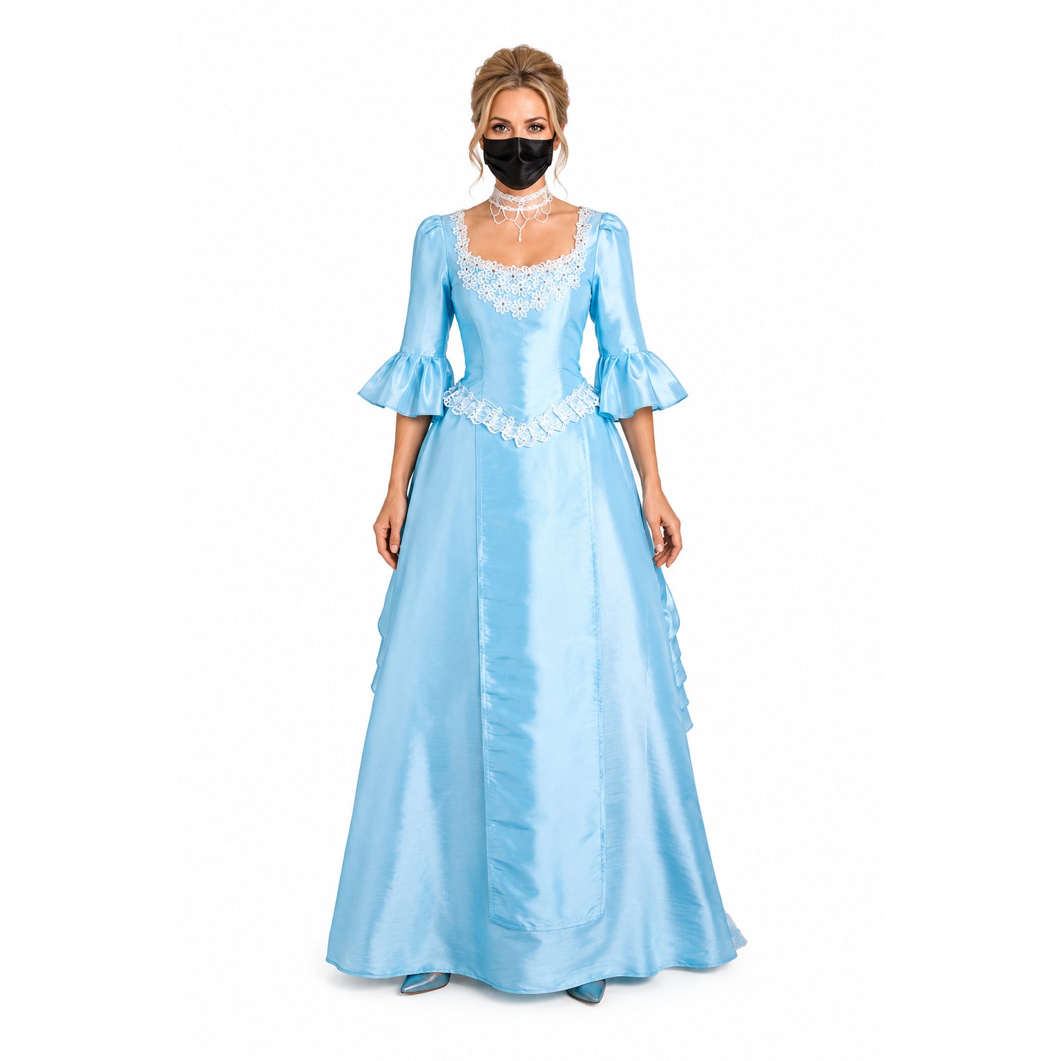 Babyblaues Taftkleid G1641