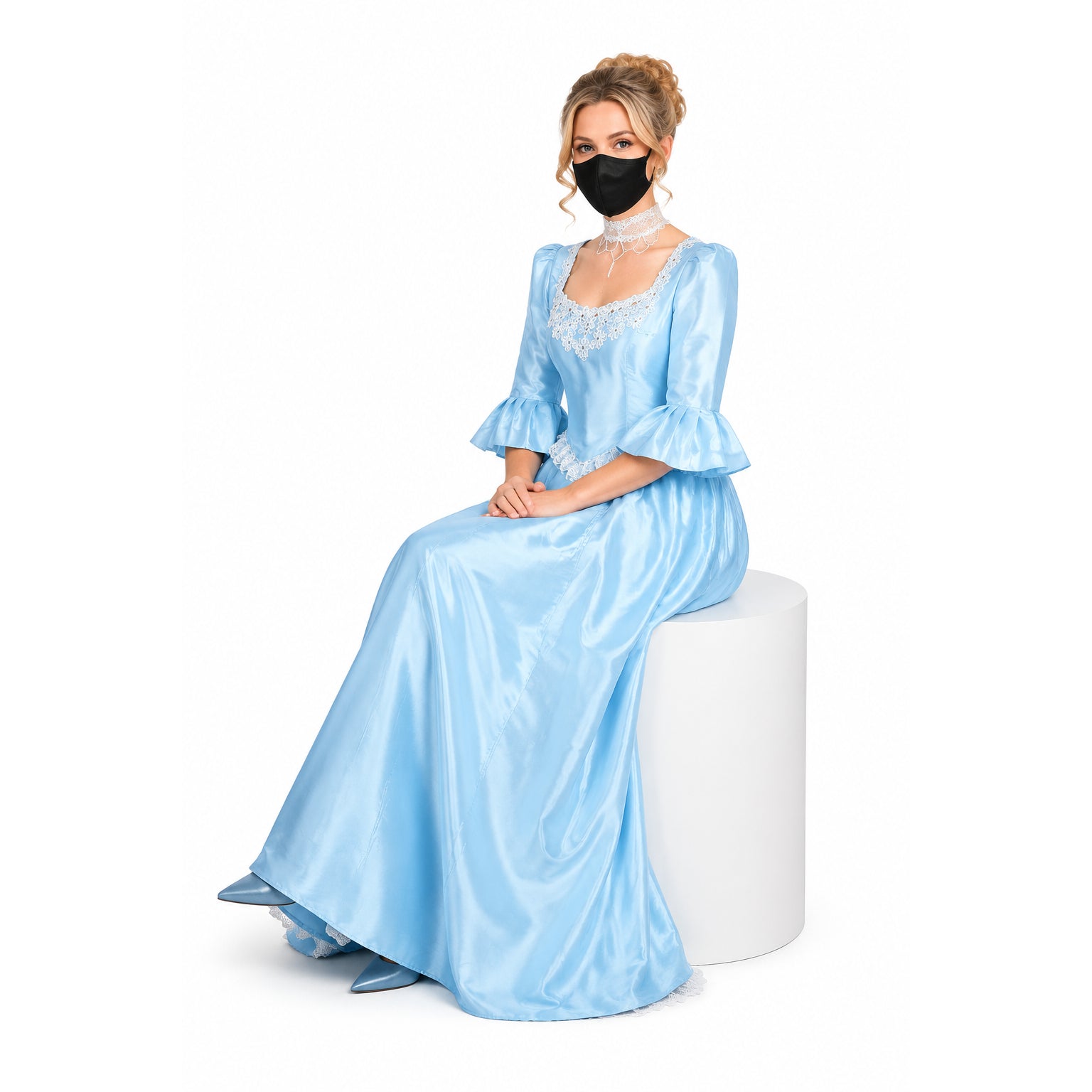 Babyblaues Taftkleid G1641