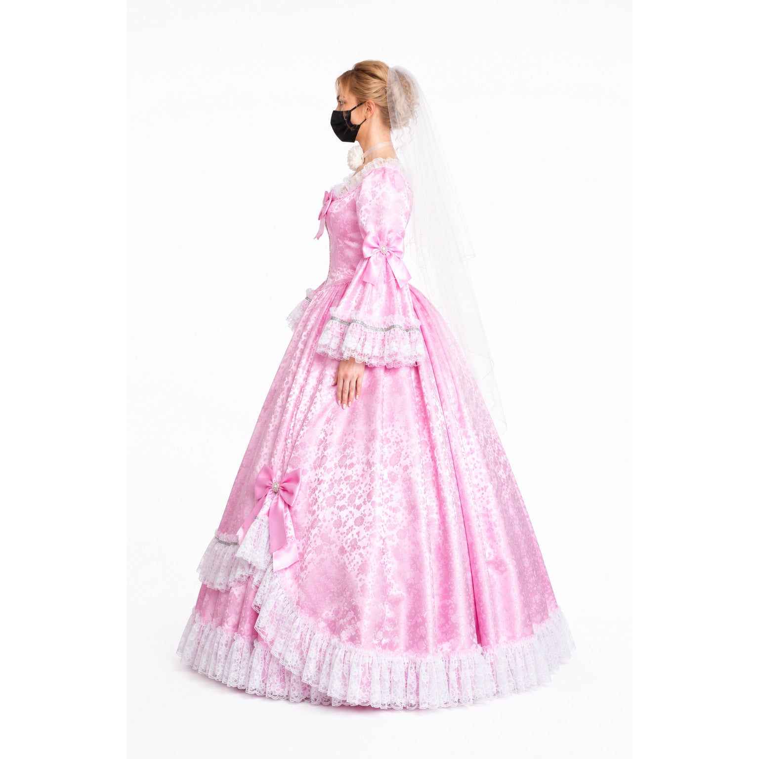 pink satin dress G1642
