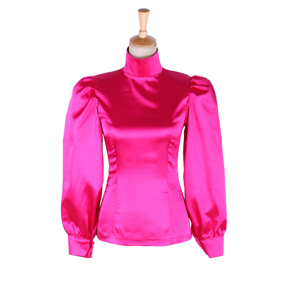 hot pink satin blouse G1651