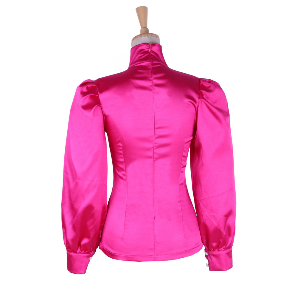 hot pink satin blouse G1651