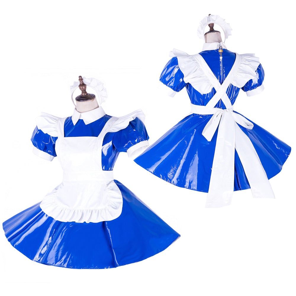 blaues, dünnes PVC-Kleid G1652