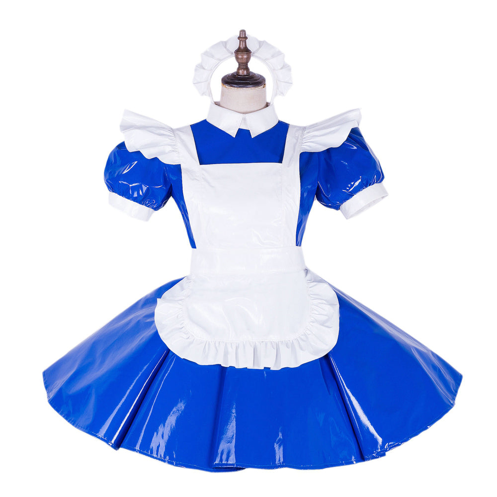 blaues, dünnes PVC-Kleid G1652