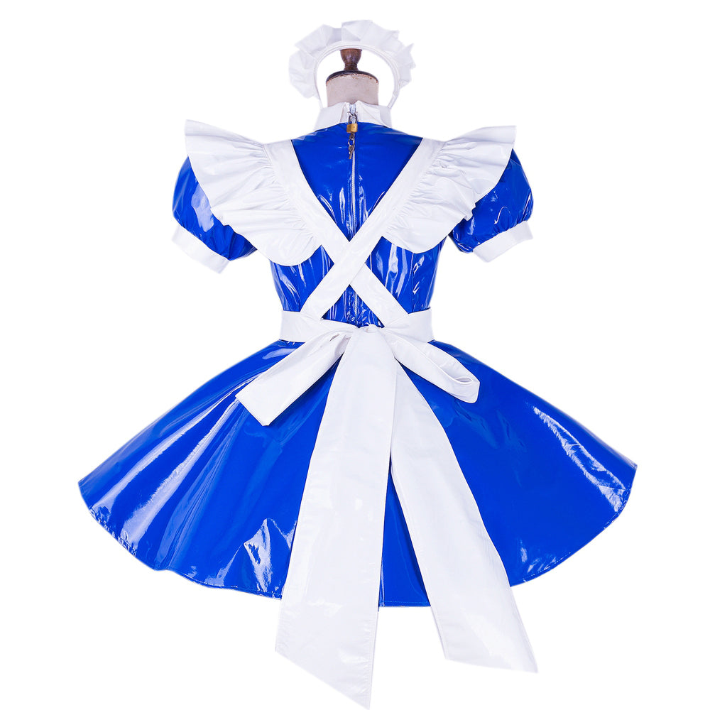 blaues, dünnes PVC-Kleid G1652