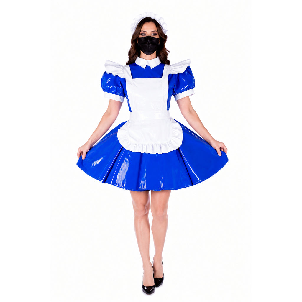 blaues, dünnes PVC-Kleid G1652