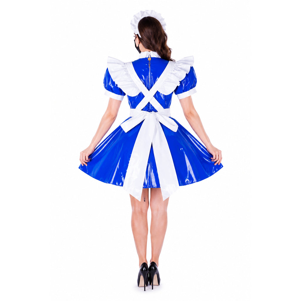 blaues, dünnes PVC-Kleid G1652